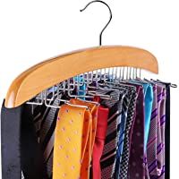 Ohuhu 24 Estante de Corbata Madera- Percha Corbatero Madera Ganchos de Metal Organizador
